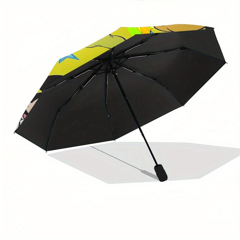 Mickey Mouse,Pluto Automatic Folding Umbrella - Simple 8-Rib Design, Bright Cartoon Pattern, Durable Iron Frame, Suitable For Travel, Outdoo