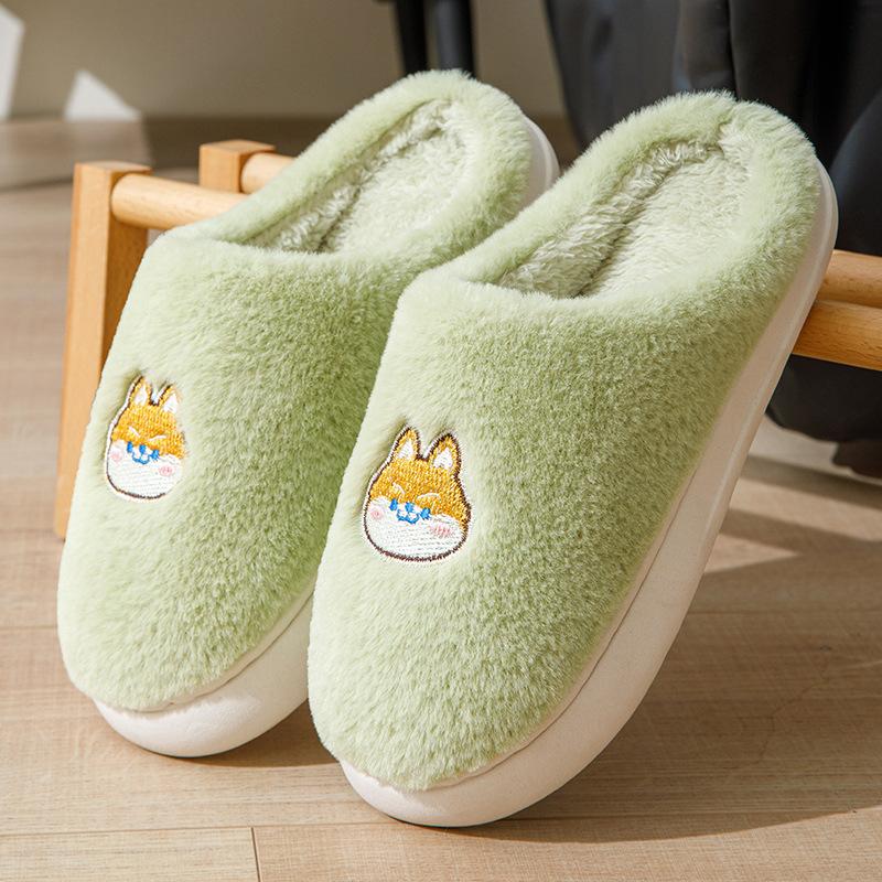 Cute Cotton Slippers Autumn and Winter Household Indoor Outdoor Warmth Lightweight Thick-bottomed Couple Plush Slippers