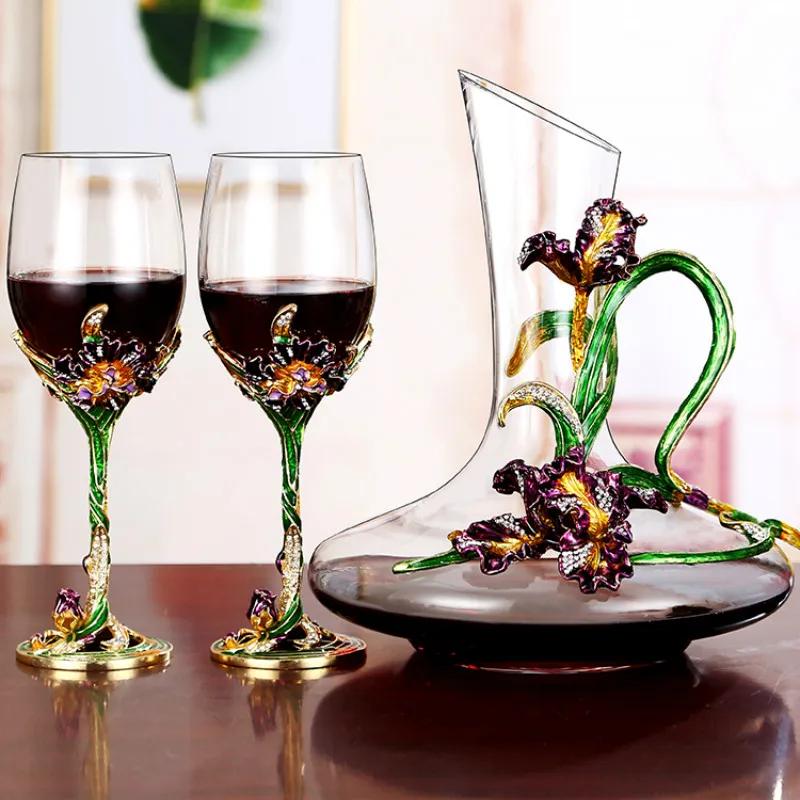 Glass Red Wine Goblet European Style Wine Rack Home Decoration Wine Glasses Suit Wedding Gift
