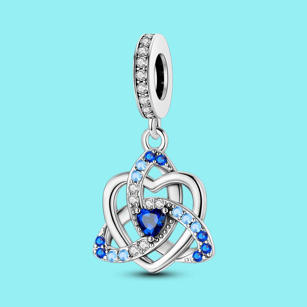 Подвеска Шарм Бусина Медь Синий Подвески Бесконечная Любовь Подходят для Оригинального Браслета Для Изготовления Ювелирных Изделий Подарок на День Святого Валентина