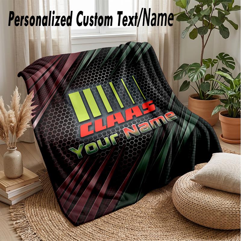CLAAS Custom Flannel Throw Blanket Print Your Name Text Soft Warm Blanket Holiday Present