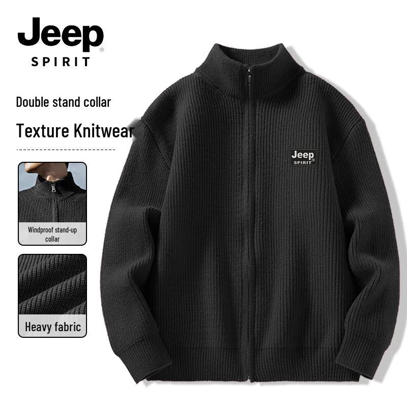 JEEP SPIRIT Men's Stand Collar Knit Sweater