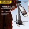 ESSAGER William Series 65W Кабель для быстрой зарядки PD с двойным разъемом C-C+L для мобильного гейминга