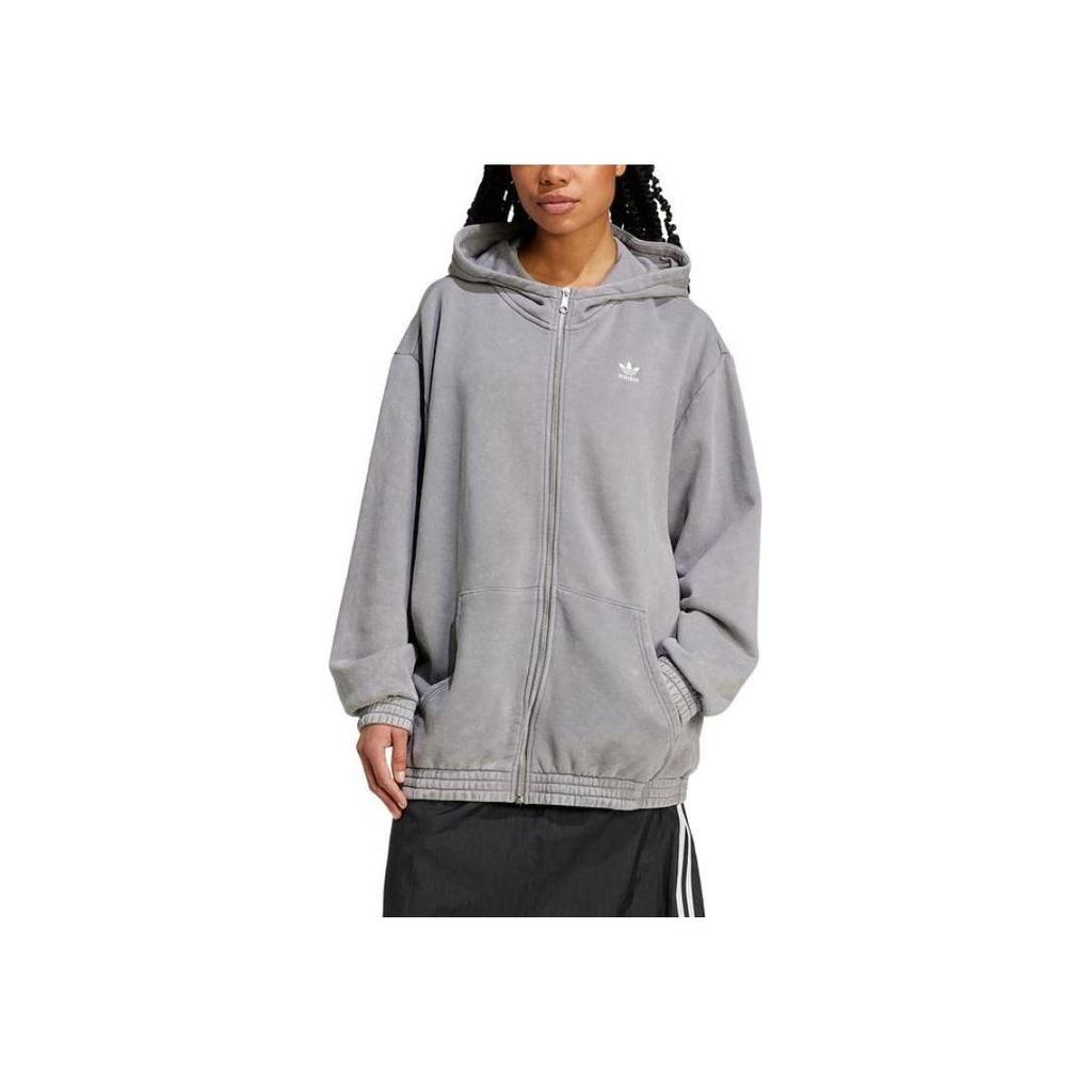 adidas Женская толстовка с капюшоном adidas Originals с логотипом Trefoil, серая IY8039