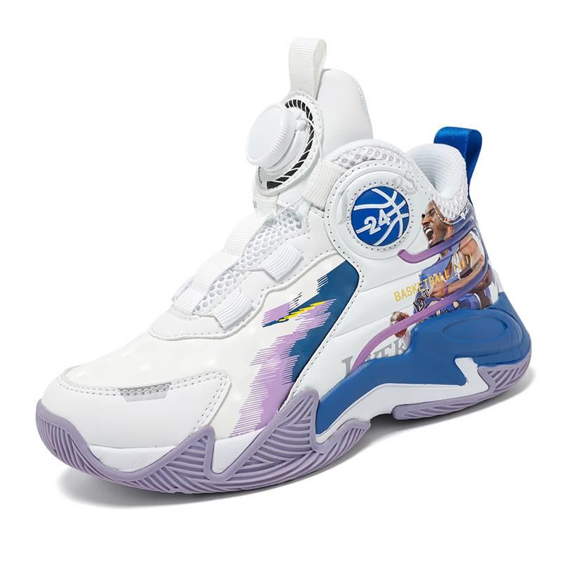 31-40 Детские Большие Размеры Противоскользящие Износостойкие Модные Высокие Баскетбольные Кроссовки Спортивный Тренд Детская Обувь