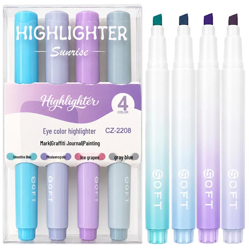 New Gradient Morandi Highlighter Pen Set - Large Capacity, Eye-Friendly Fluorescent Colors