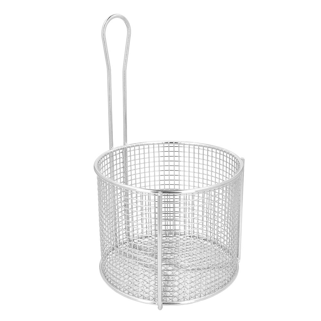 Корзина для жарки из нержавеющей стали, многоразовая круглая корзина для жарки картофеля фри с ручкой для сервировки