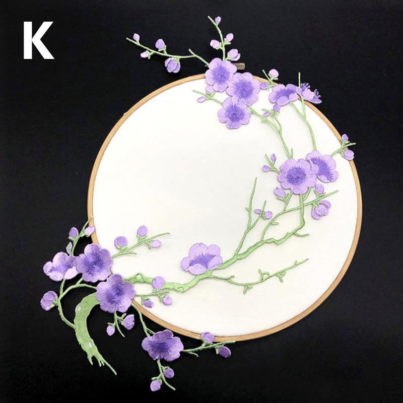 Plum Blossom Flower Applique Clothing Embroidery Patch Fabric Sticker Iron On Patch DIY Craft Repair Clothes Sewing Accessories