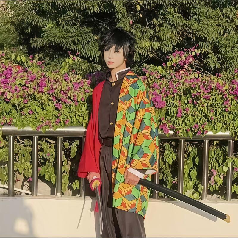 Аниме Kimetsu No Yaiba Tomioka Giyuu аксессуары для костюмов для косплея Pak Uniformen Kostuums Pruik Kind Volwassen Feest Cadeau