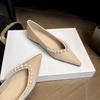 Fashion Pearl Beading Women Flats Luxury Designer Silk Ballerina Shoes Woman Big Size Pearl Flats Height Increasing Zapatos De Mujer
