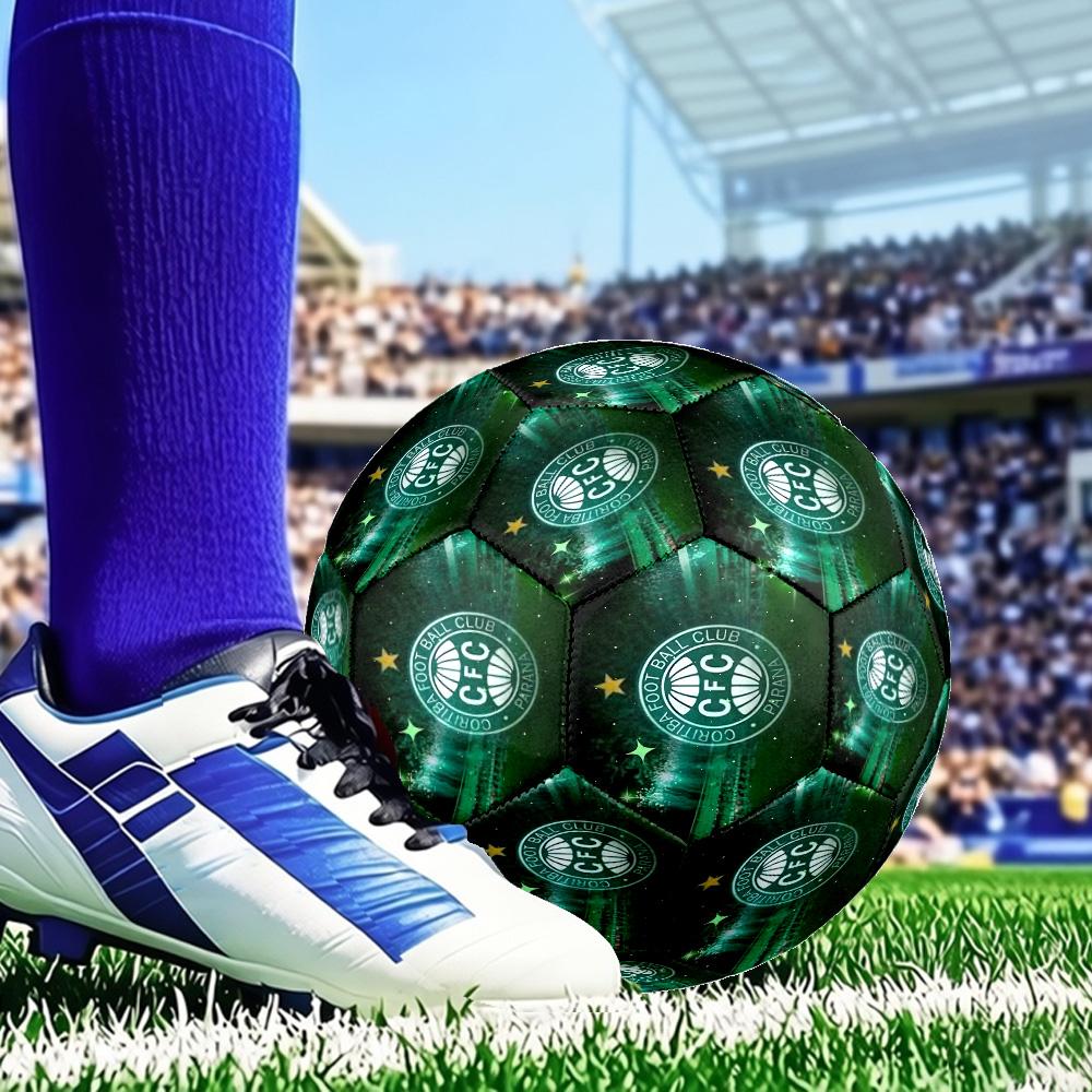 Green Football Club Emblem Printed Size 5 Soccer Ball - Durable, Machine-stitched, Soft and Comfortable, Suitable for Training and Matches Gift