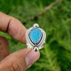 Натуральный Аризонский Турквен Складывающееся Регулируемое Кольцо из Серебра 925 пробы для Женщин
