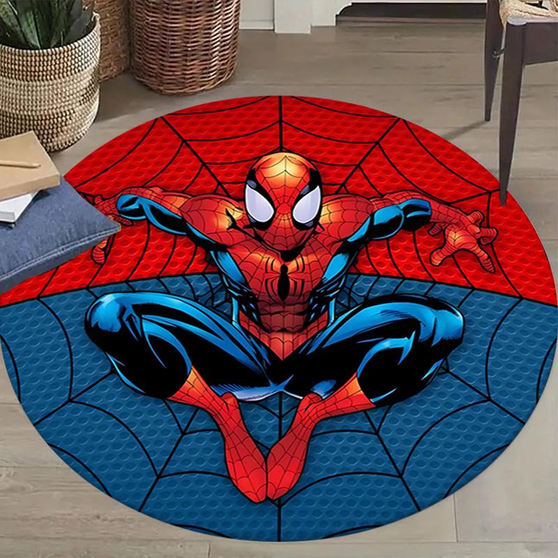 1 шт. Круглый ковер Marvel Человек-паук, нескользящий, машинная стирка, полиэстеровый ковер для декора гостиной и спальни