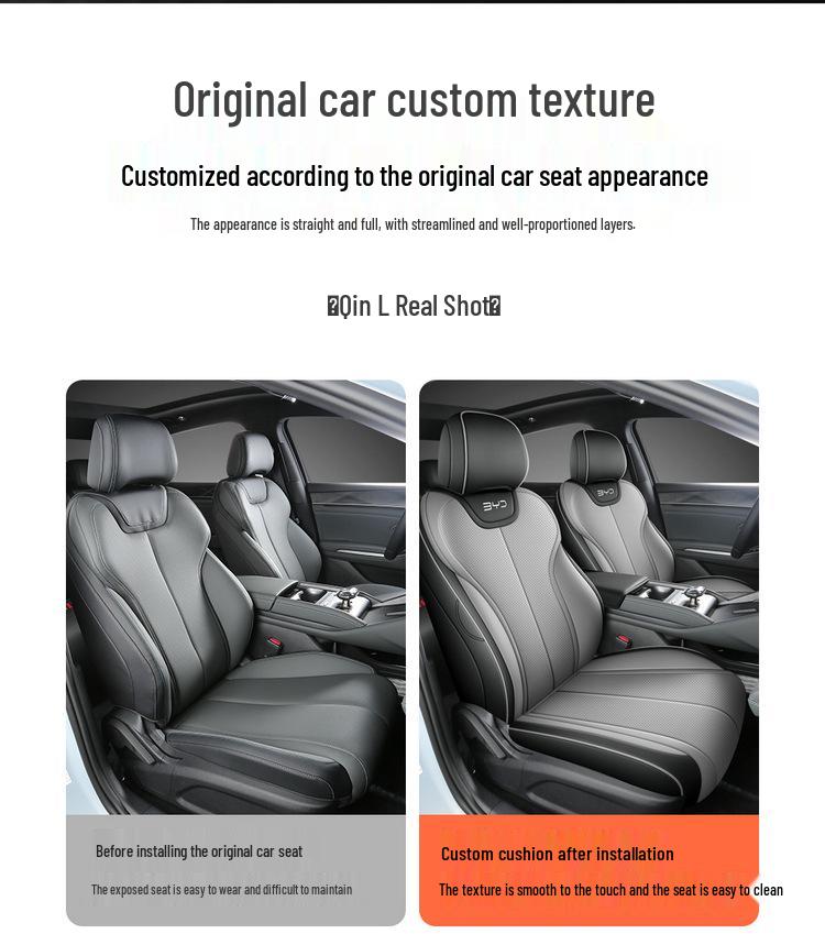 BYD Qin L Compatible Full Leather Car Seat Cushion - All-Season, Five-Seat Design