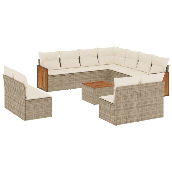 VidaXL Salon de Jardin avec Coussins 12 pcs, Canapés de Terrasse, Ensemble de Meubles de Patio, Mobilier d'Extérieur, Beige 3227773