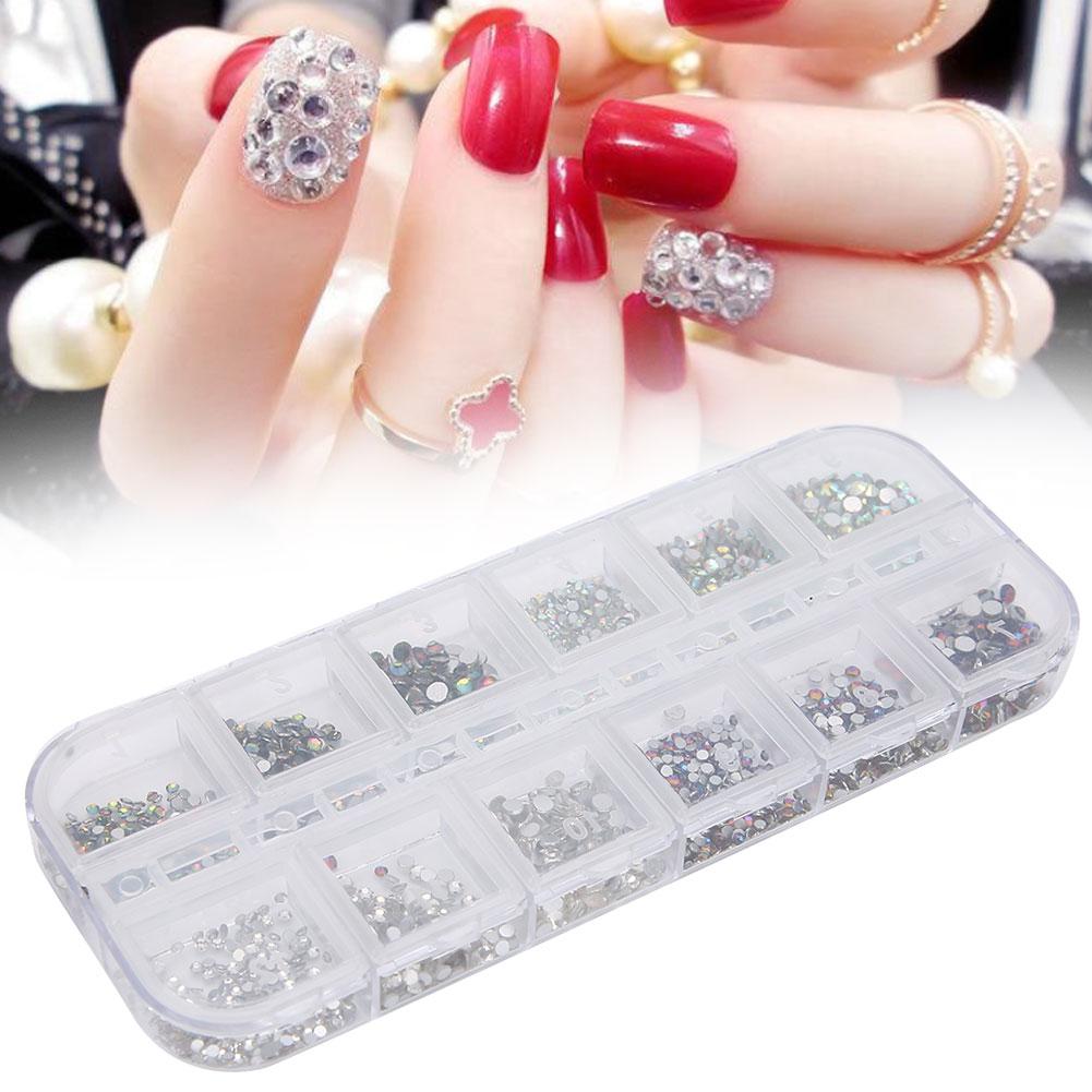 12 Grids Nail Art Rhinestones DIY Nail Decoration Makeup Glitter Beads Manicure Tool4#