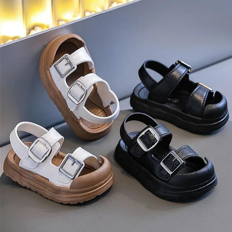 Buckle Children Beach Shoes Solid PVC Hook Loop Summer Sandals For Baby Boys Girls Non Slip Waterproof Toddler Kids Sandals