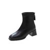 2024 New Fashion Ankle Boots Women Elastic Socks Boots High Heel Thicks Heel  Short Boots Square Toe  Retro Ladies Shoes