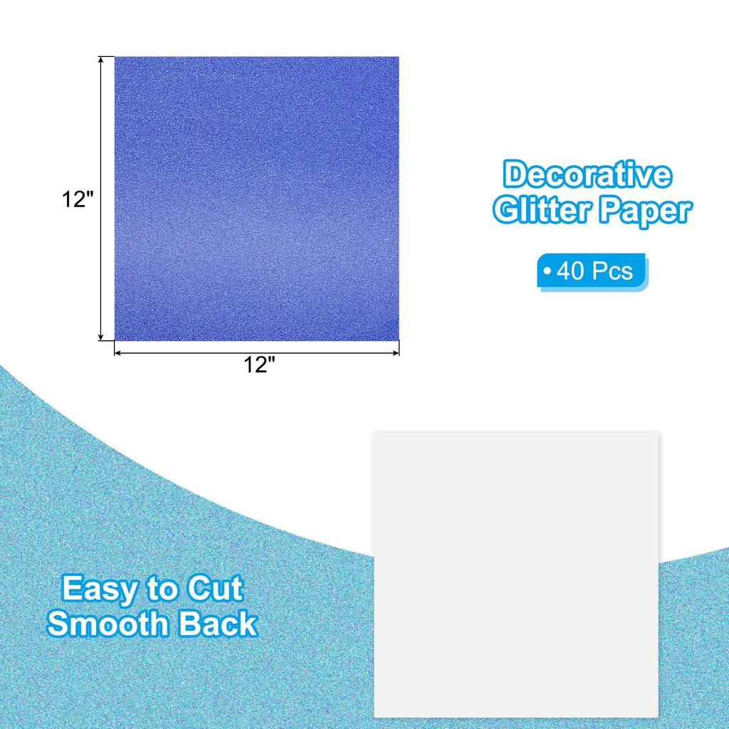 PATIKIL 40 листов темно-синего глиттерного картона 12 x 12 дюймов 250 г/м² Квадратная бумага премиум-класса с блестками для рукоделия, кардсток для скрапбукинга, изготовления открыток, DIY