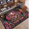 Skull Gothic Theme Soft Crystal Velvet Rug Custom Name & Text Print Non Slip Floor Rug for Bedroom Living Room