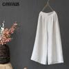Women's Wide Leg Pants Solid Color Loose Literary Cotton Linen Retro Casual Pants Nine Points Pants Spring Summer Autumn