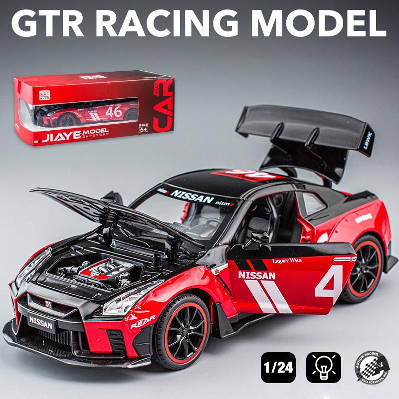 Масштаб 1/22 GTR Racing, литая под давлением модель автомобиля, игрушечный автомобиль с откатным механизмом, звуком и светом для детей, коллекция подарков для мальчиков и девочек