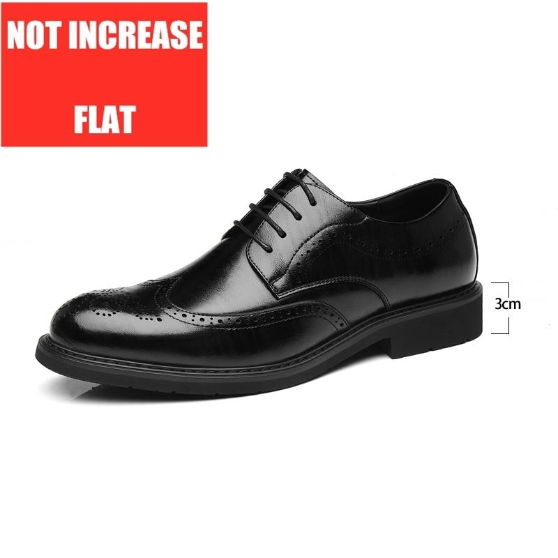 Fashion Men's Dress Brogues Elevator Shoes Platform Breathable Casual Business Luxury Genuine Leather Heightening Shoes 6 8CM Taller Man