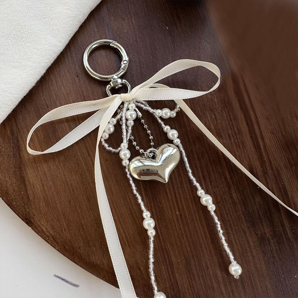Модный красный брелок Love Y2k Корейский шарм Подвеска для сумки Ручная работа Из бисера Бантик Брелок Винтажный красный металл Подвесные аксессуары