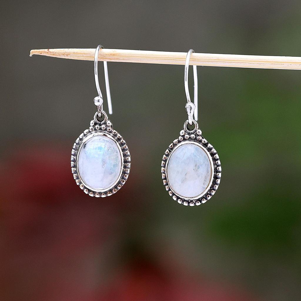 Rainbow Moonstone Silver Women Earring Pure 925 Sterling Silver Handmade Jewelry