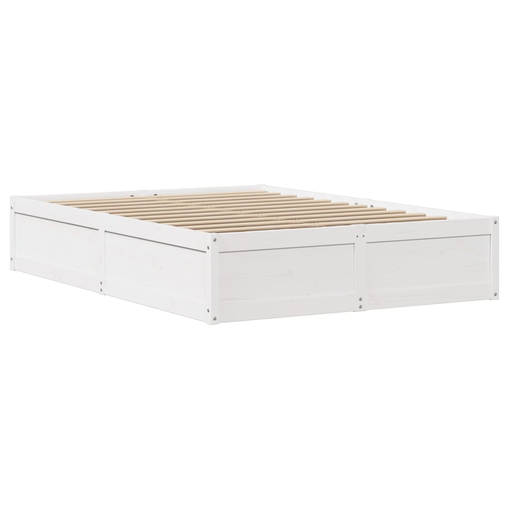 Solid Wood Bed with Headboard White 140x190 cm Pine