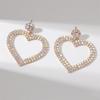 Новые геометрические полые большие серьги в форме сердца любви, женские простые универсальные серьги со стразами, 1 пара