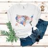 Floral Map of America T-Shirt | Americana Womens Shirt | Independence Day Tshirt