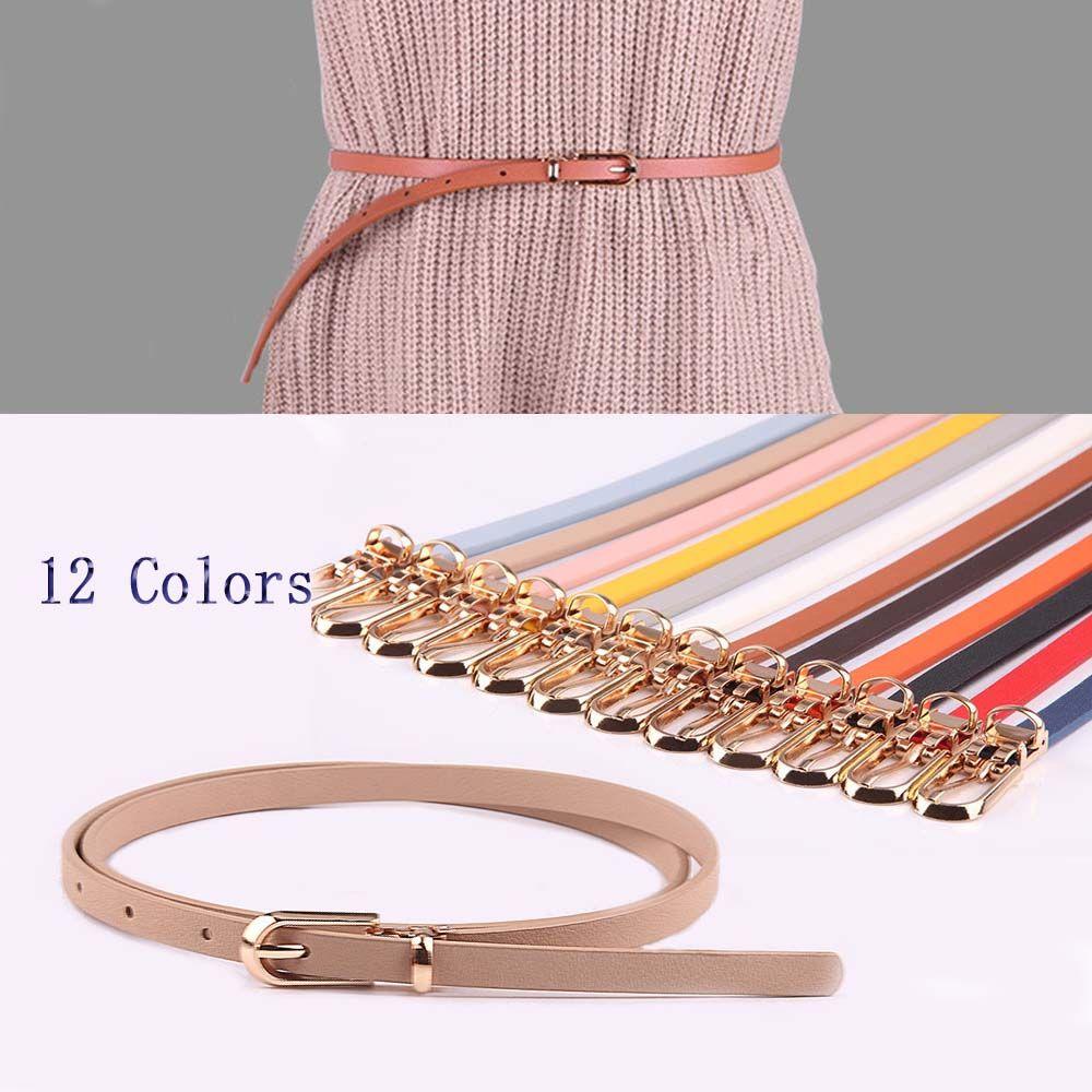 Fashion Candy Color Graceful Faux Leather Belts Dress Strap Thin Skinny Waistband Adjustable Belt