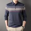 Осенняя новая мужская рубашка поло, для молодежи и среднего возраста, модная повседневная полосатая футболка с длинными рукавами, свободная рубашка для мужчин