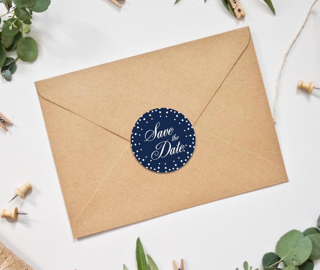 Darling Souvenir DIY Round 45 шт. Черный горошек Save The Date Wedding Stickers-1.6