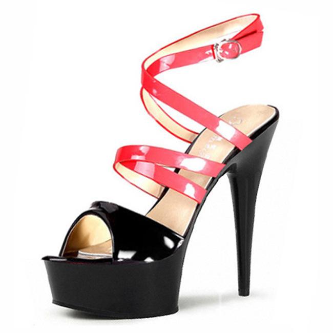 15 см высокие каблуки тонкие каблуки водонепроницаемые туфли на платформе сочетание цветов полые ненависть небо высокие хрустальные свадебные туфли женщины