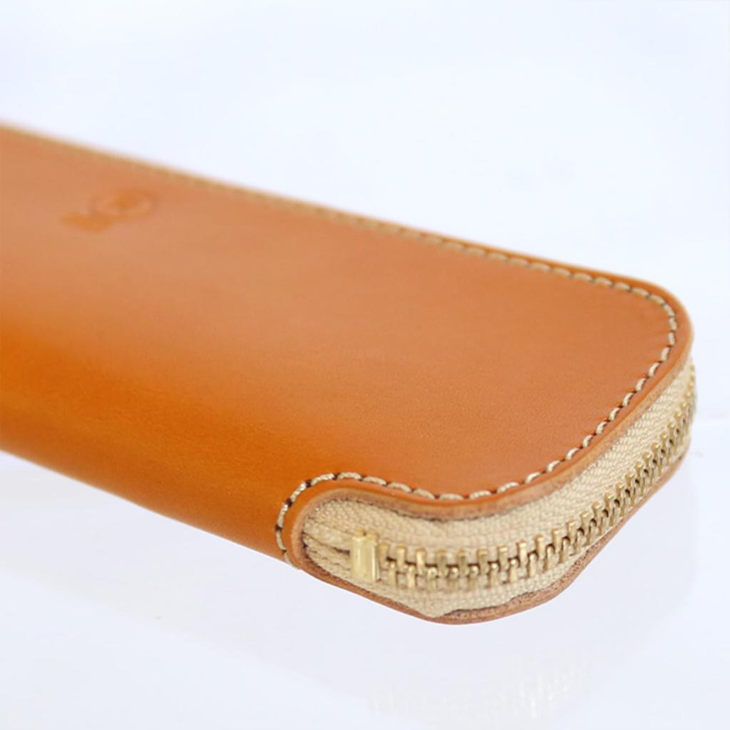 Porco Rosso Leather Pencil Case with Made from Genuine Tochigi Simple Camel Color for Men and Women Tray, Leather, Design, [sokunou]