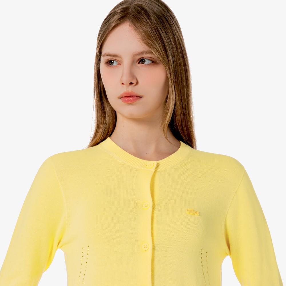 [lacoste] Women's Light Cotton Crewneck Cardigan AF5023-56G107