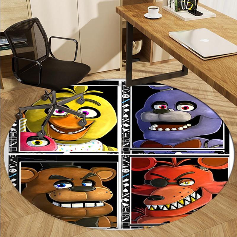 Five Nights at Freddy's Pattern Round Rug, Indoor/Outdoor Mat, for Picnic, Gameroom, Bedroom, Office, Living Room, Home Decor Carpet, Birthday Gift