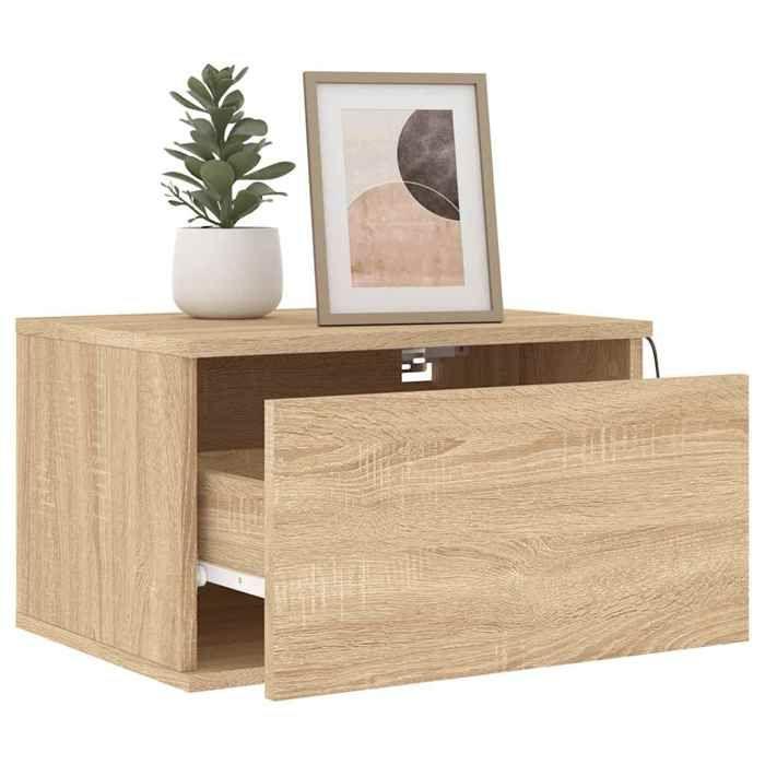 Table de chevet murale - Maison Exclusive - Chêne sonoma - LED RVB intégrées - Lot 2