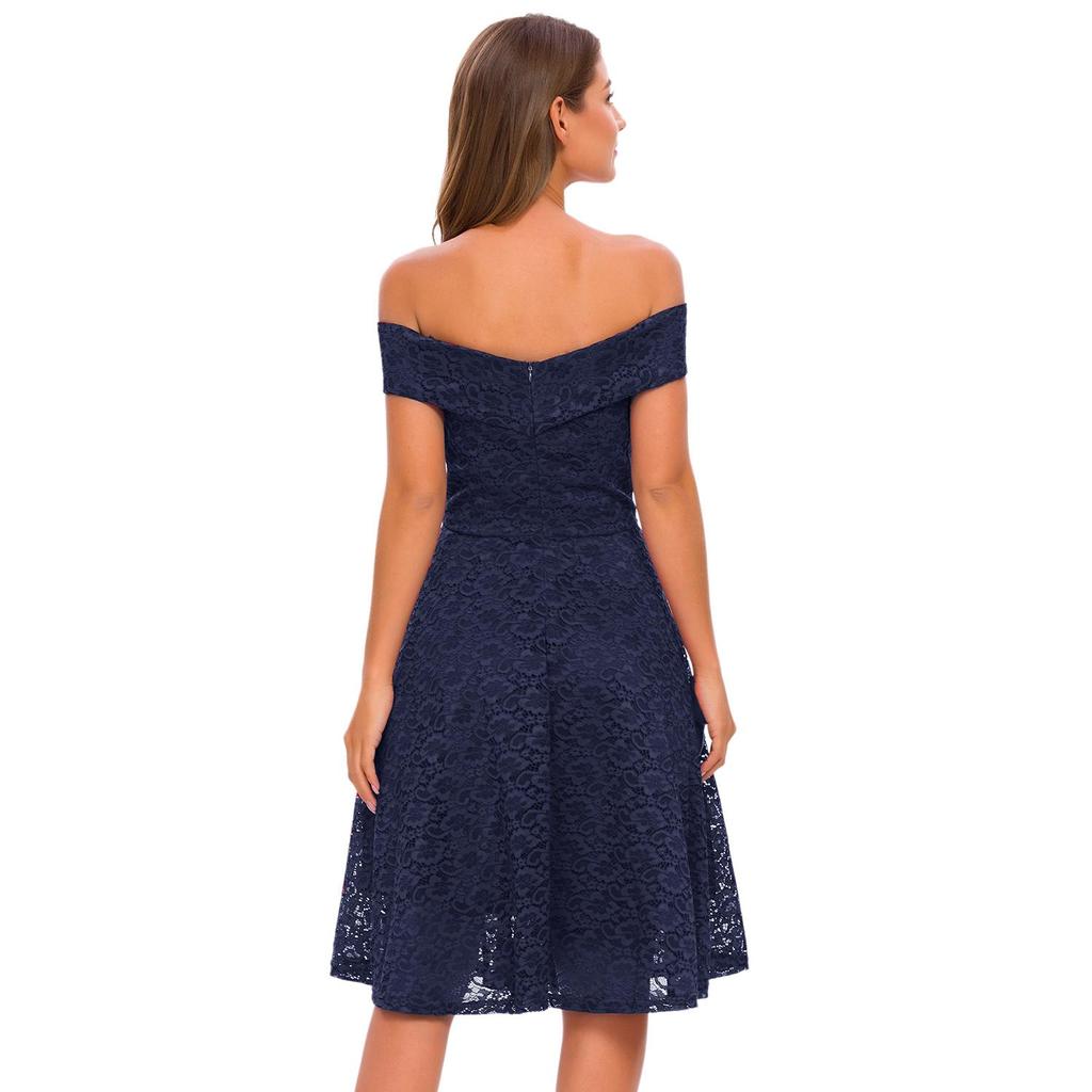 Платье женское Deer с запахом спереди, с открытыми плечами, в стиле бардо, с цветочным кружевом, миди-юбка-клеш, для выпускного вечера, коктейля, формальной вечеринки, наряда для подружки невесты, свадебного гостя, для особого случая