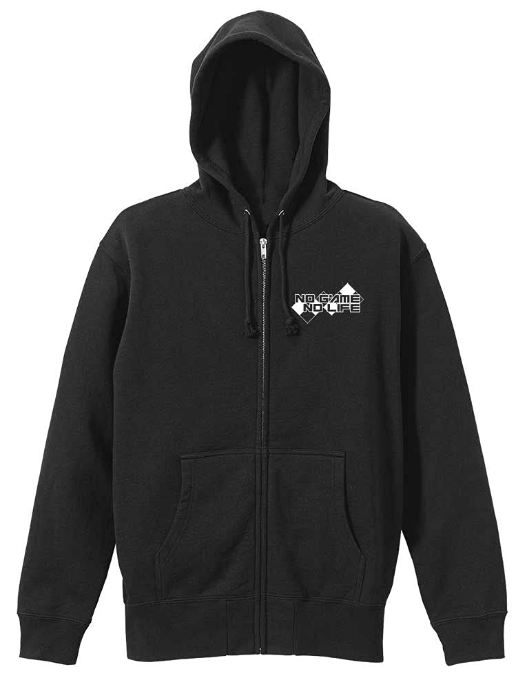 Толстовка с капюшоном на молнии Cospa No Game No Life с оригинальными иллюстрациями, полноцветная, ярко-черная, размер M, «белая» версия.