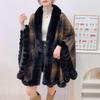 New Print Warm Faux Fur Shawl for Women Soft Comfortable Casual Stylish Poncho Cape Oversized Cape Luxury Fur Cape for Winter