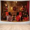 Merry Christmas Santa Claus Fireplace Christmas Gift Print Home Living Room Bedroom Wall Decoration Tapestry