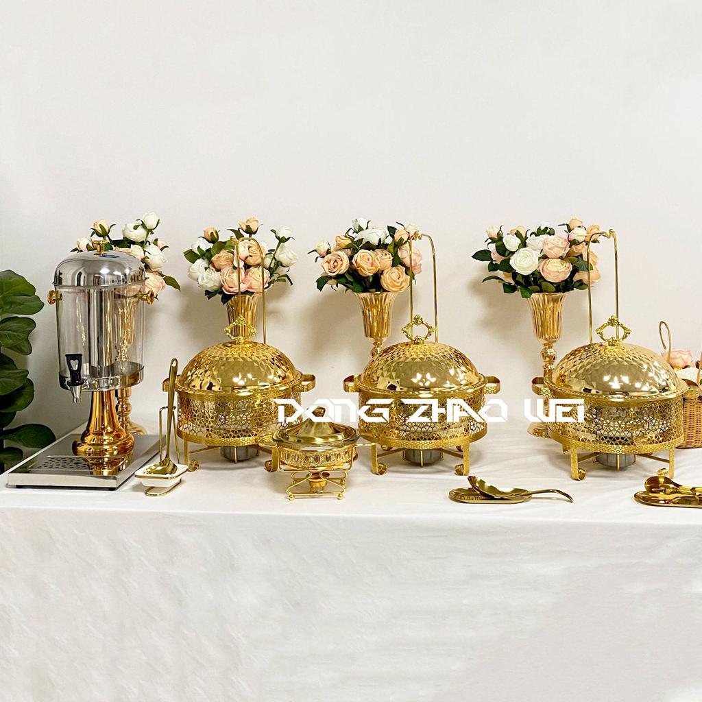 Золотой самовар с крышкой и подставкой "Четырехлистник" - объемы 4 л и 8 л