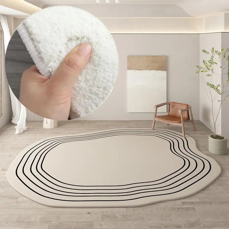 Japanese Style Imitation Cashmere Carpet for Living Room, Bedroom & Tatami - Large Irregular Shape, Simple Design