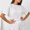 Summer Comfort Loose White Short Sleeve Pajama Set - Two-Piece Home Wear