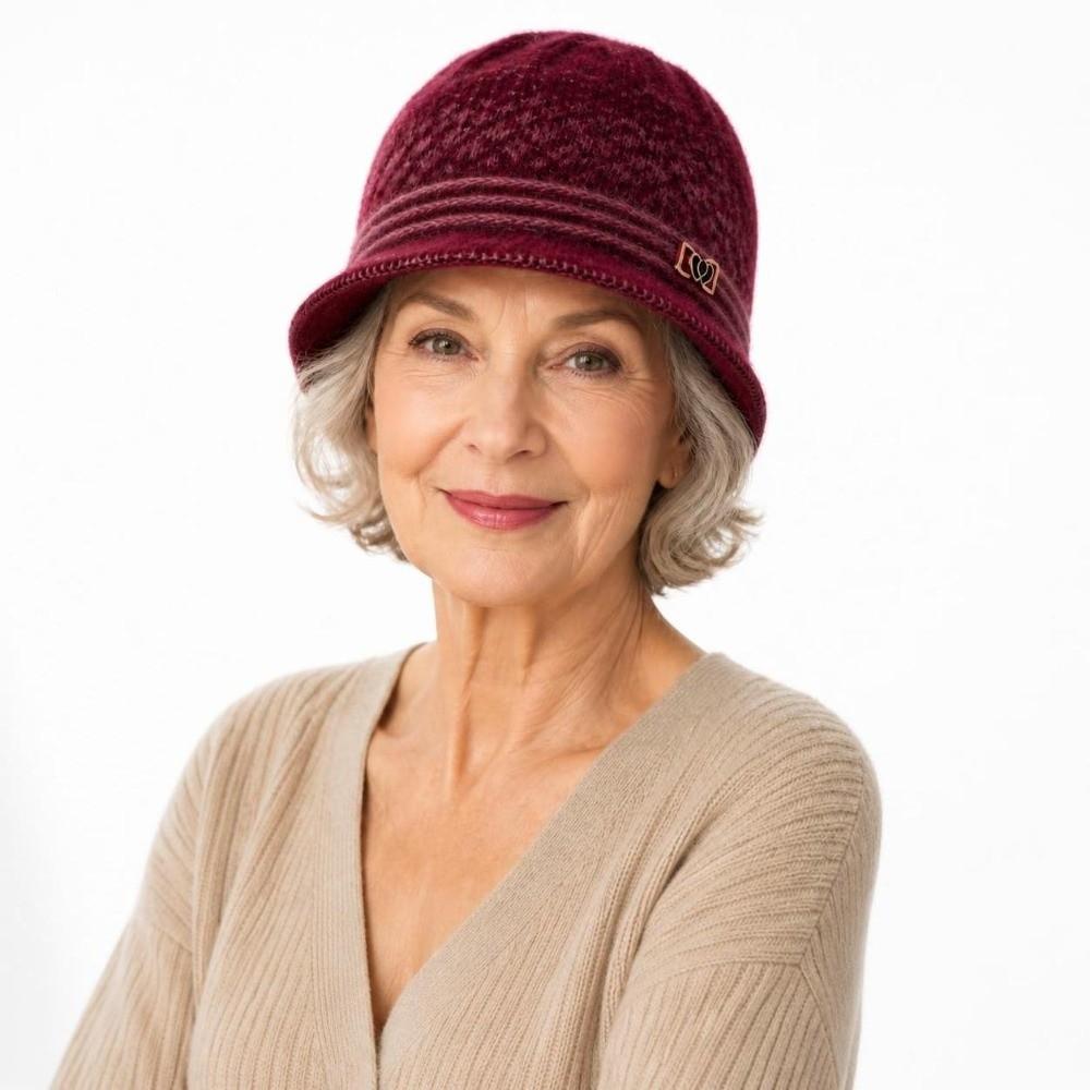 Cold Resistant Fleece Knitted Hat Bow Basin Cap Fashion Winter Hat Middle-Aged Women