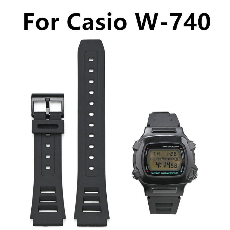 Черный браслет из смолы для часов Casio W-740