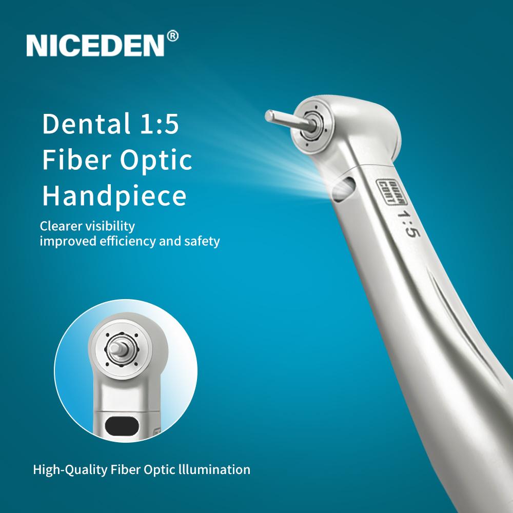 Niceden 1:5 стоматологический увеличивающий волоконно-оптический угловой наконечник с низкой скоростью, кнопка с электромотором
